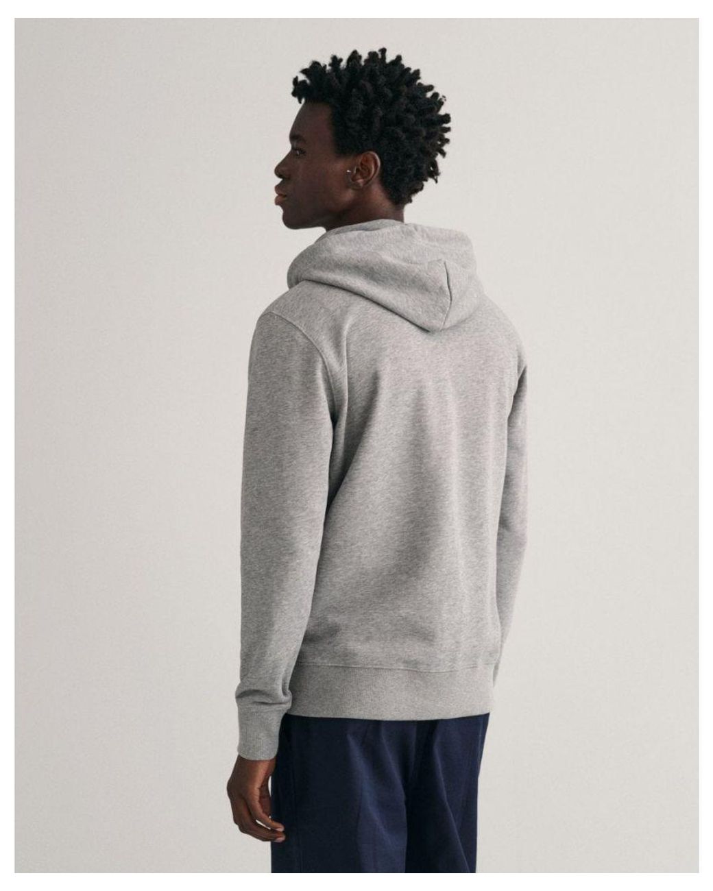 Gant Gray Regular Fit Shield Logo Full Zip Hoodie for men