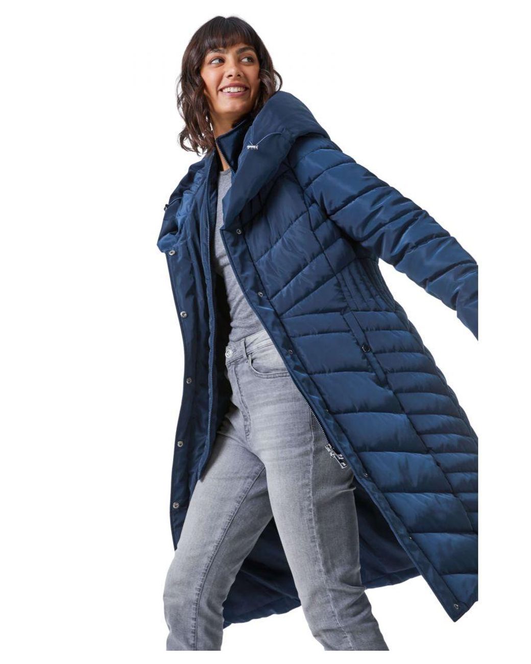 Roman Blue Hooded Quilted Coat