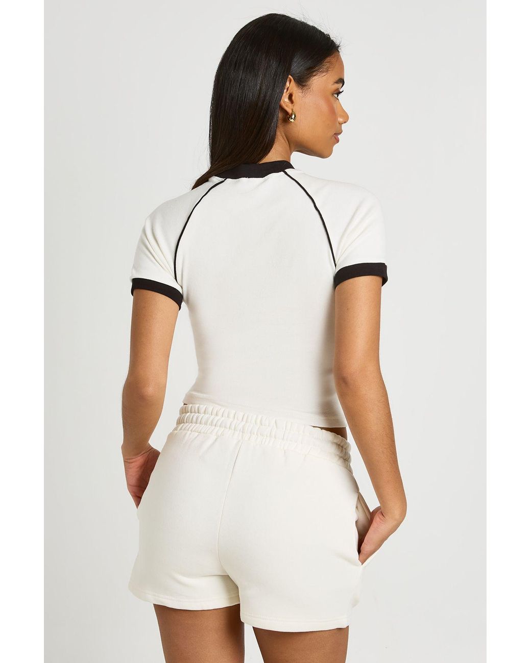 Boohoo White Piping Detail Oversized T-Shirt Tracksuit
