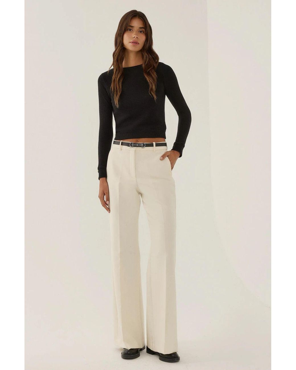 Hiccup Black Slim Fit Crew Neck Blouse