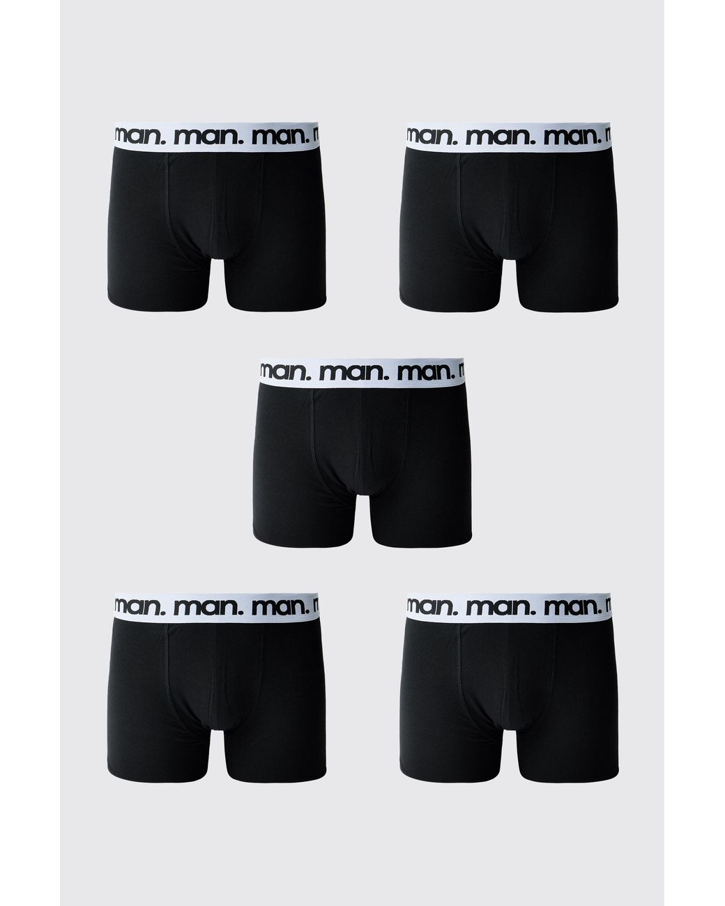 BoohooMAN Black 5 Pack With Waistband Boxers Cotton for men