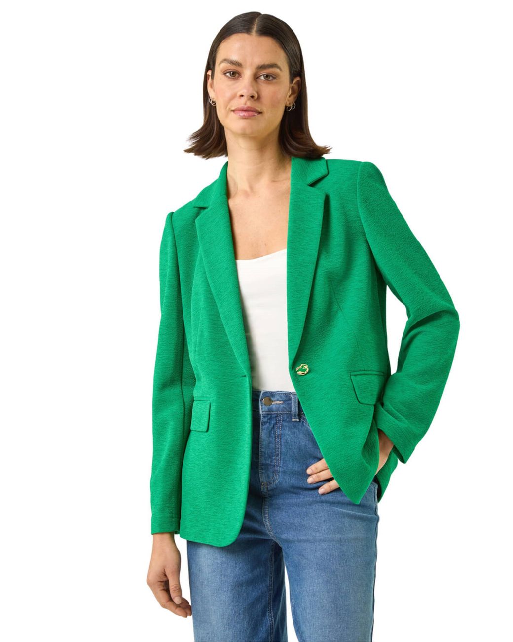 Roman Green Textured Pocket Stretch Jacket