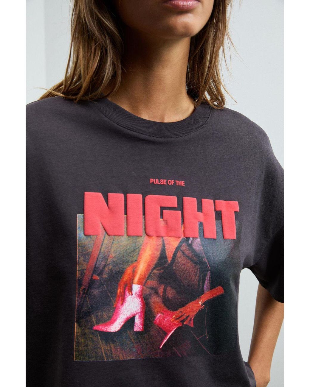 Grimelange Multicolor Oversized Printed Crew Neck T-Shirt