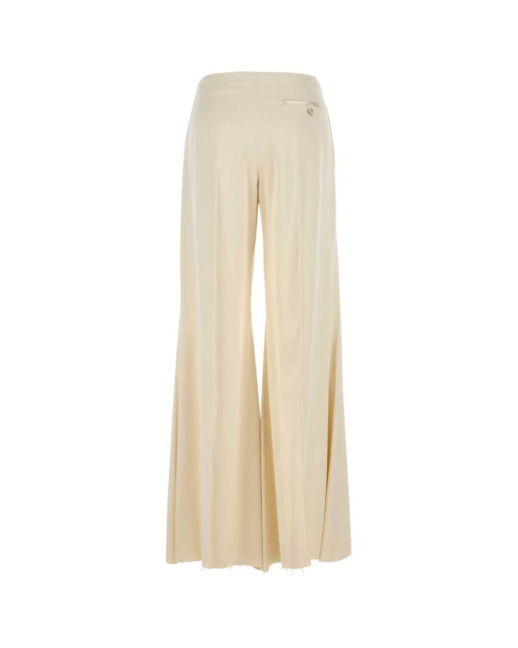 McQueen White Cream Satin Wide-Leg Pant