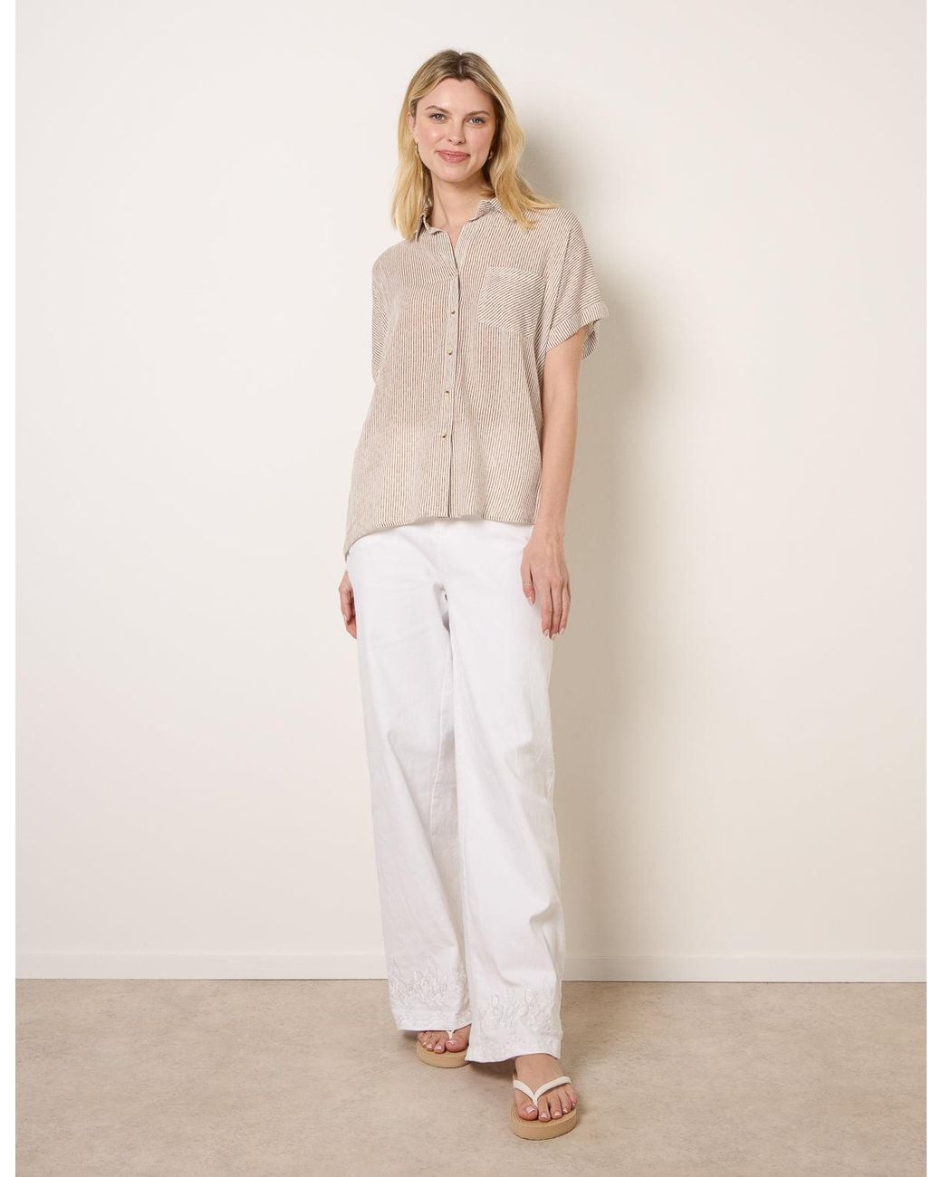 Blue Vanilla Natural Stripe Button Front Shirt