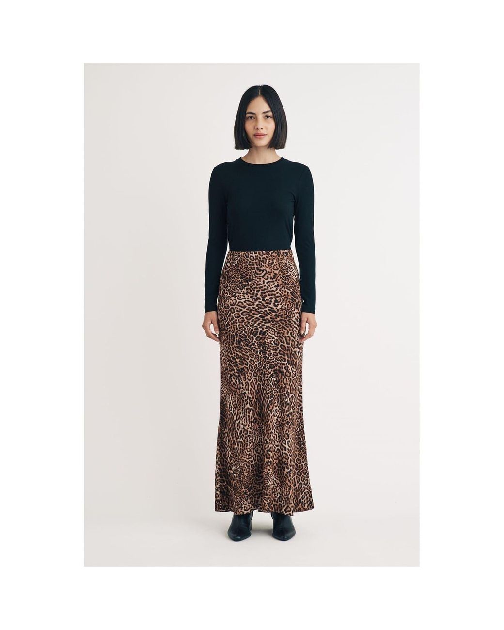 Nobody's Child Brown Nobodys Pytn Animal Patterned Maxi Trumpet Skirt