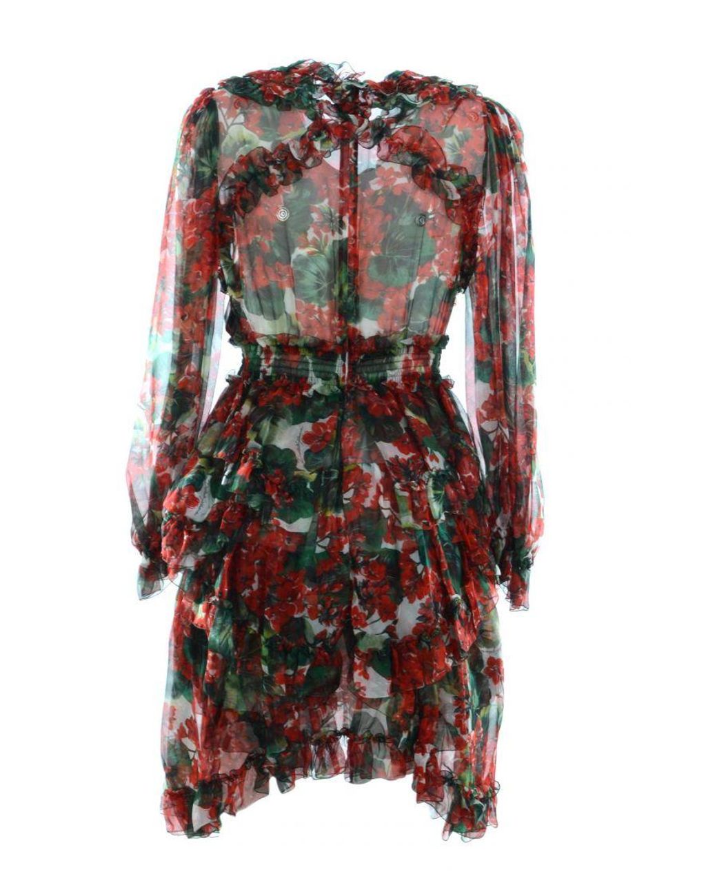 Dolce & Gabbana Red Flowers Mid-Length Dress