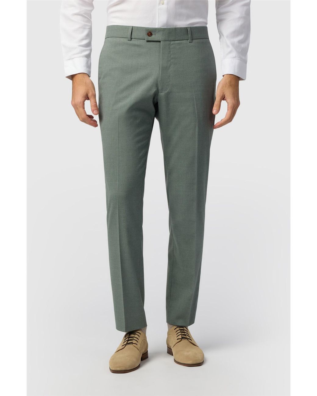 Antique Rogue Gray Flat Fronted Slim Fit Suit Trousers for men