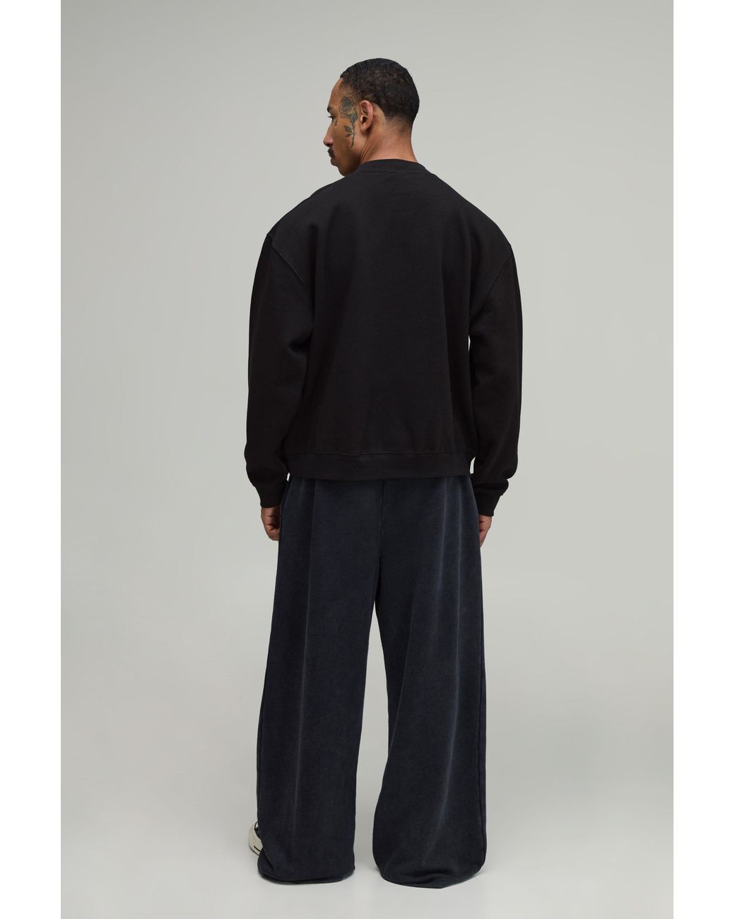 BoohooMAN Black Oversized Boxy Sex Slogan Print Sweatshirt Cotton for men
