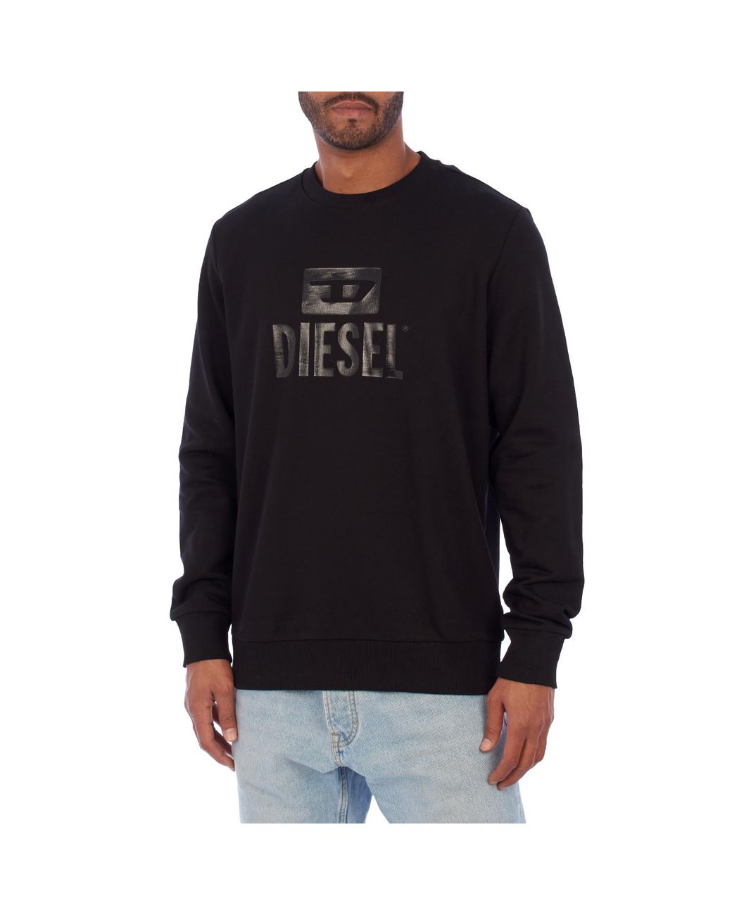 DIESEL Black A09755-5Riajh Round Neck Printed Sweatshirt for men