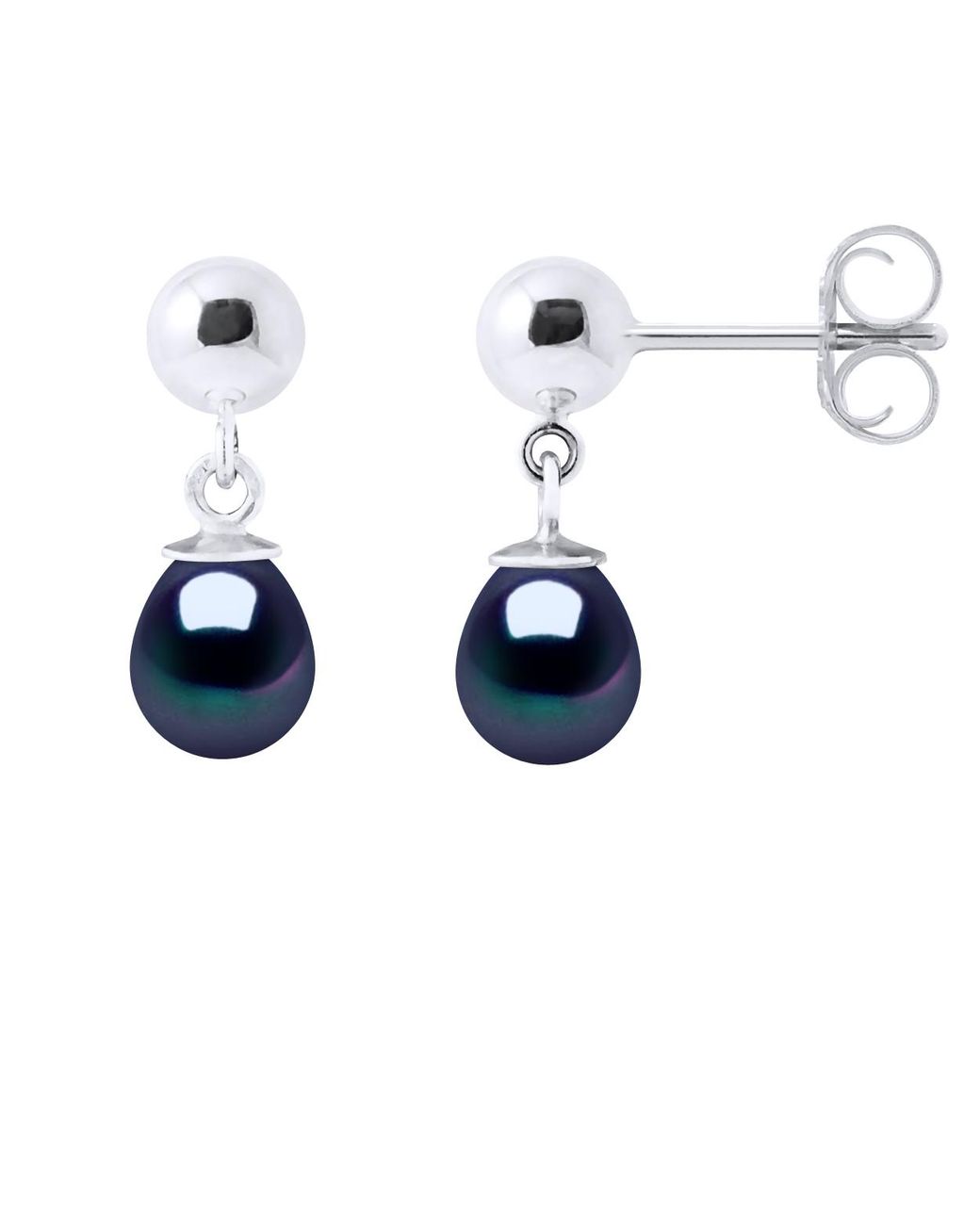 Ateliers Saint Germain Blue Earrings Of 925 And Real Cultured Freshwater Pearls Pear 6-7 Mm