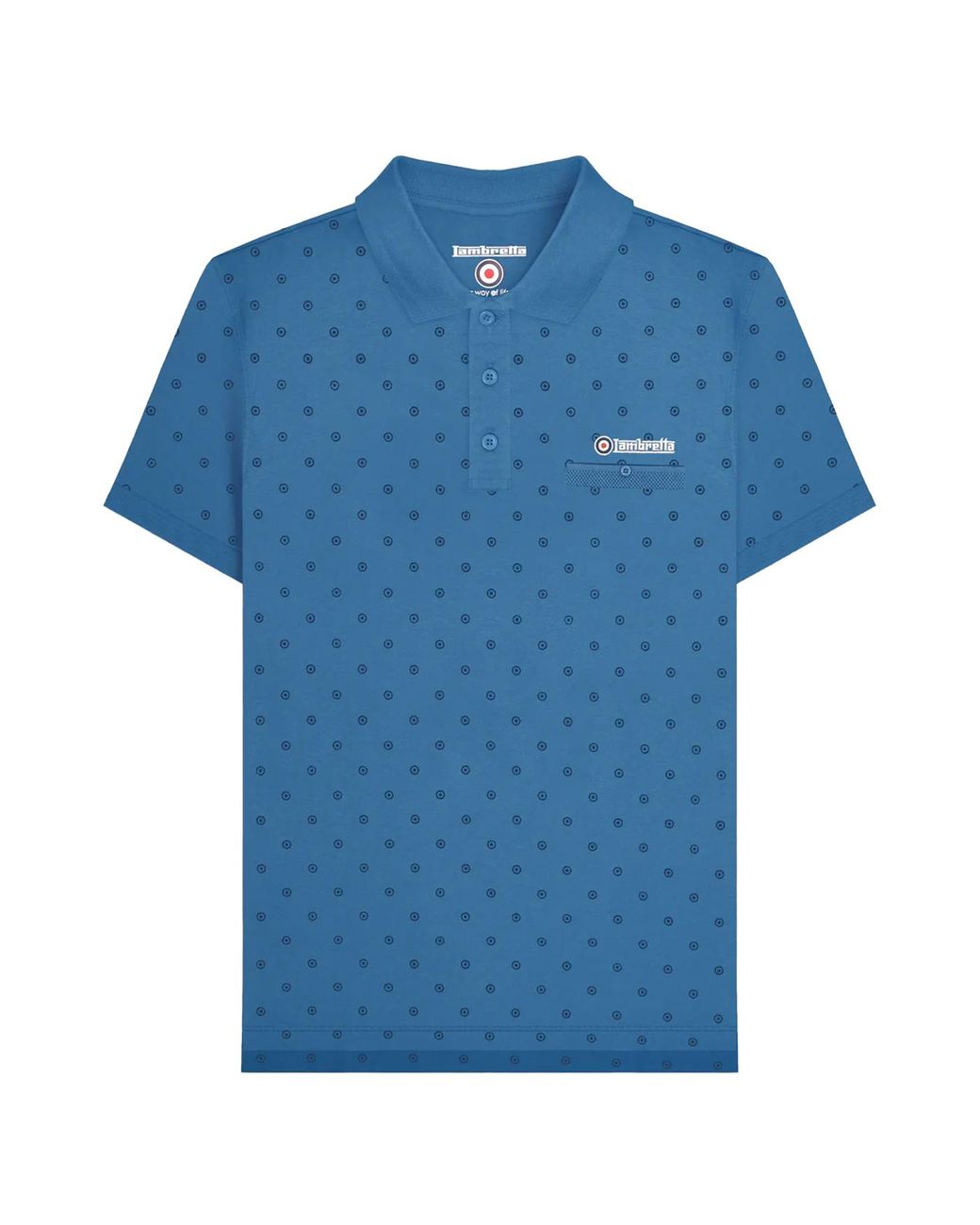 Lambretta Blue Premium Target All-Over Print Big & Tall Polo Shirt (Dark/ for men