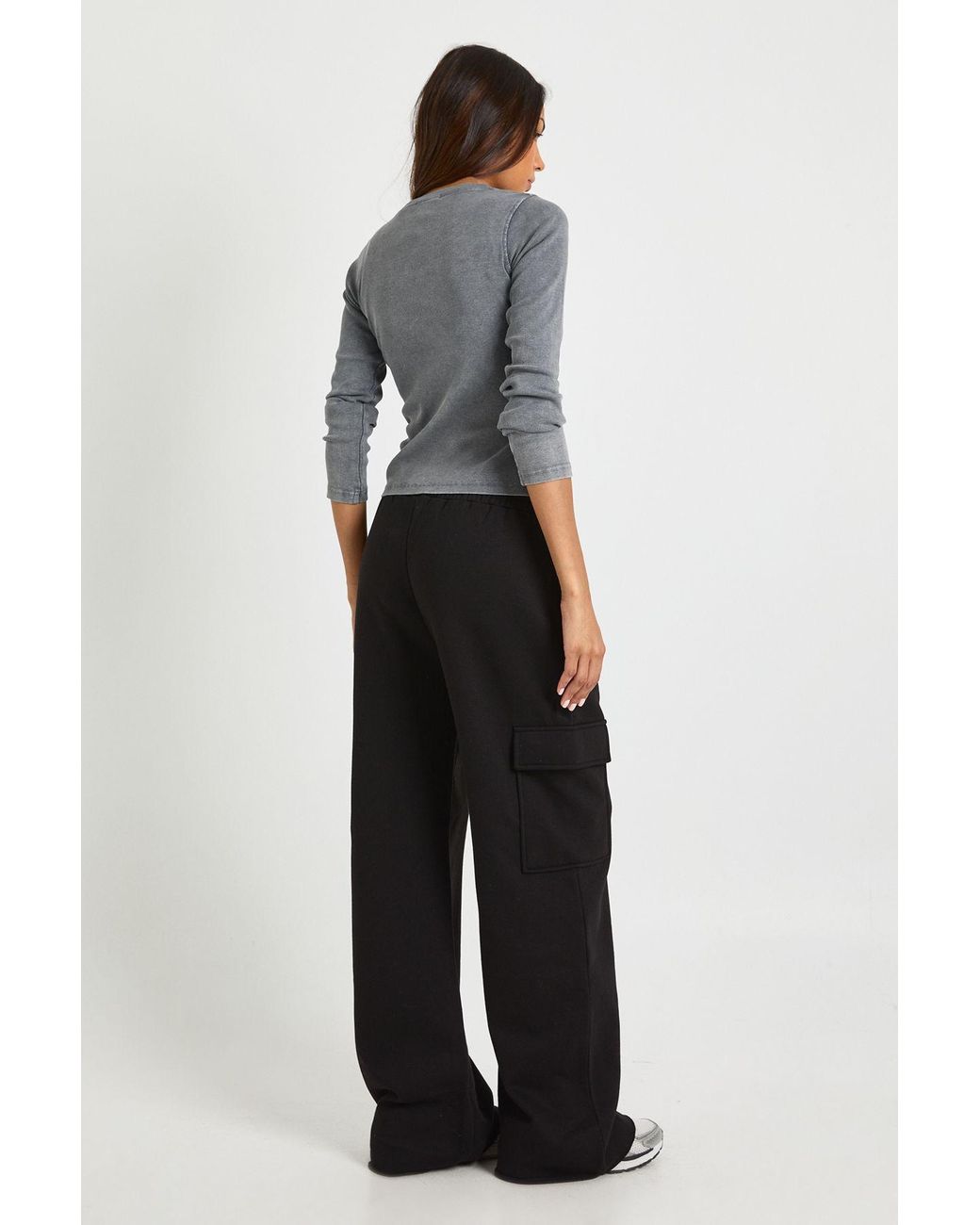 Boohoo Black Tall Wide Leg Cargo Joggers