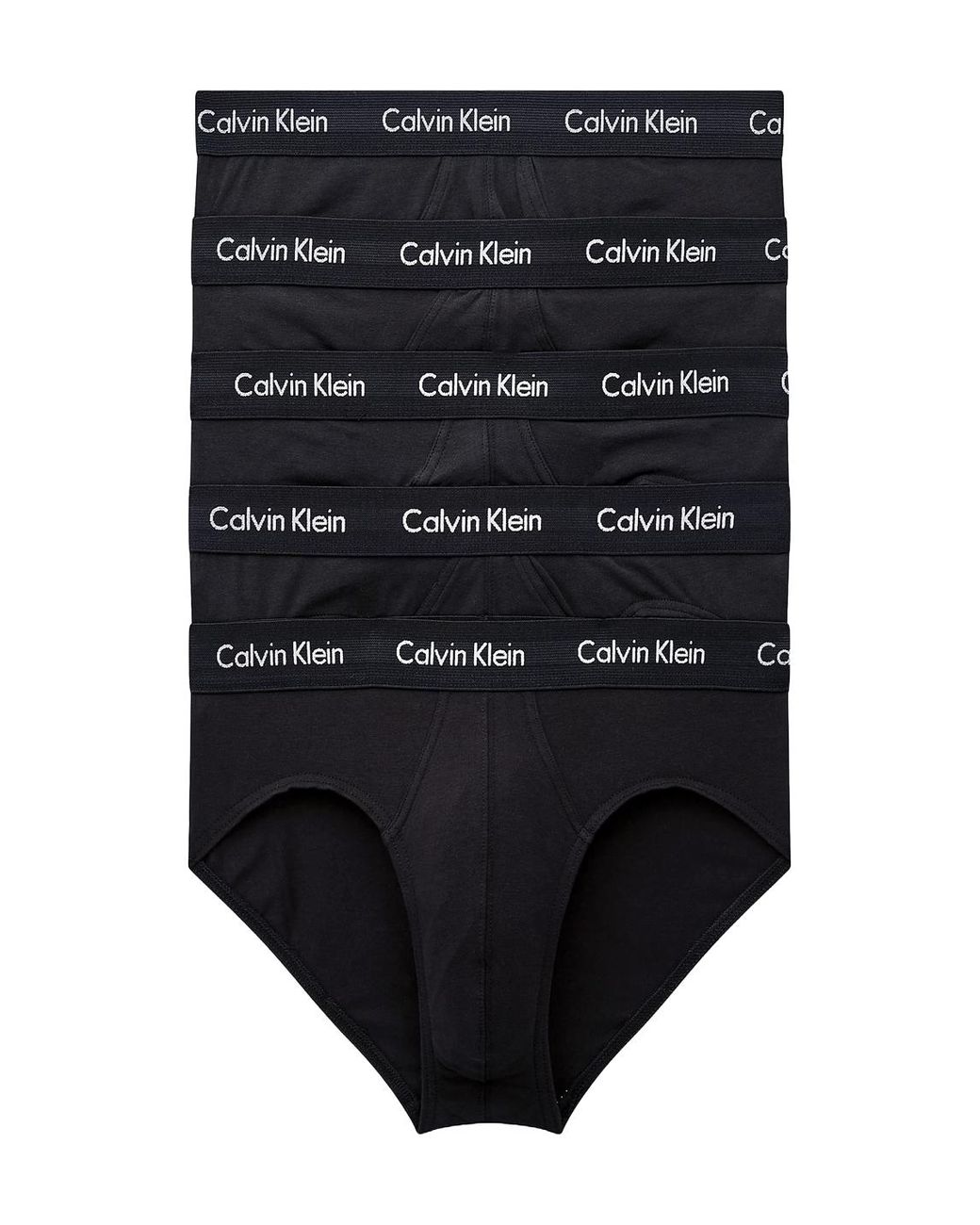 Calvin Klein Black 5 Pack Cotton Stretch Hip Brief for men
