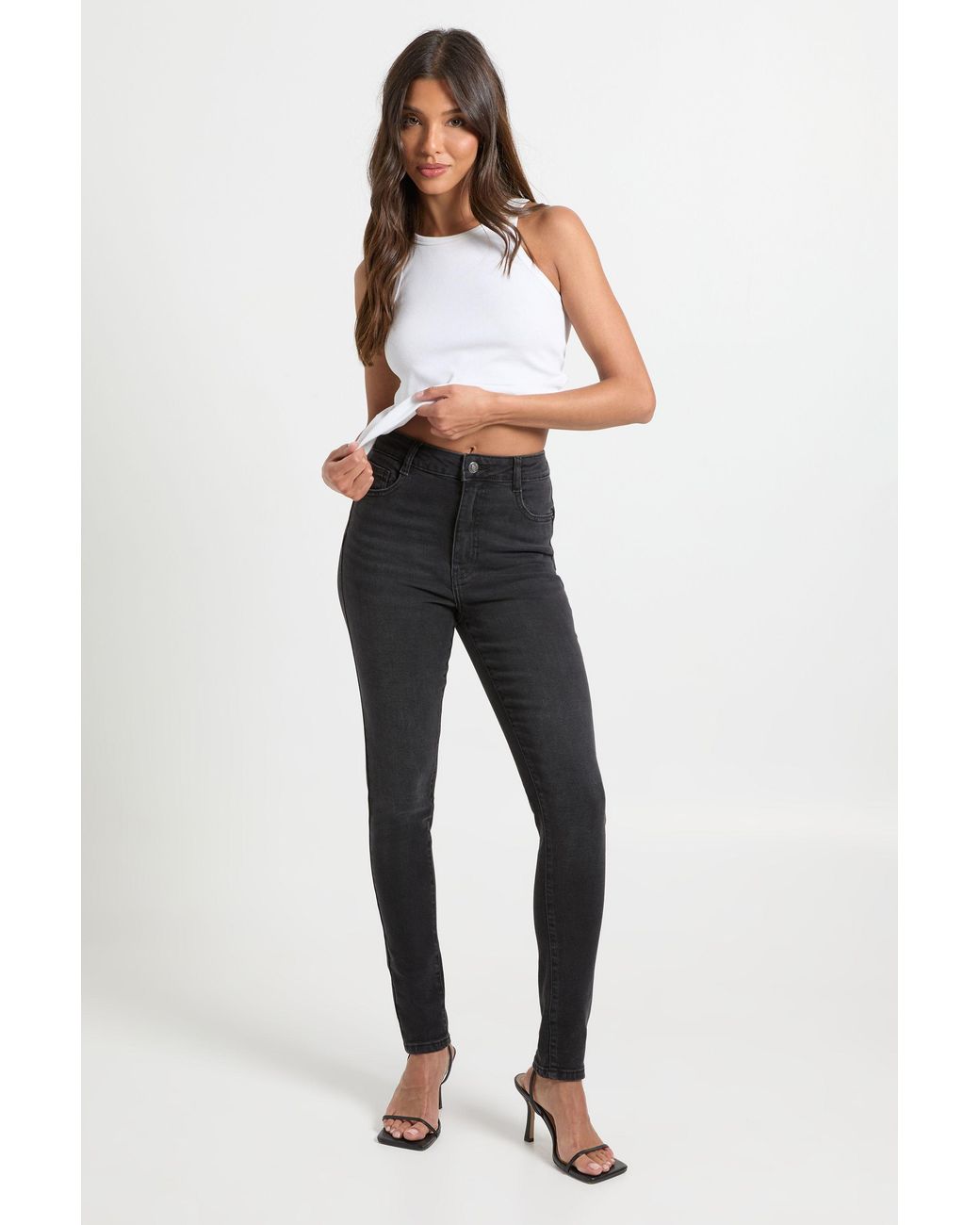 Boohoo Blue High Waist Booty Lifting Skinny Jean