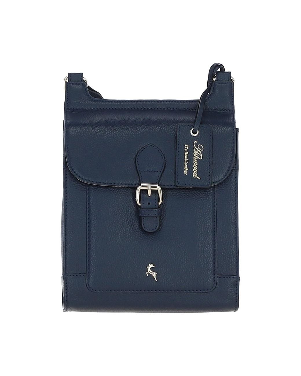 Ashwood Leather Blue 'Eclisse Cuoio' Real Crossbody Bag