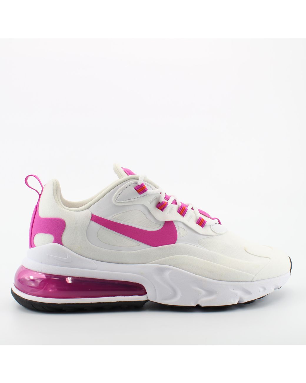 Nike Pink Air Max 270 React Textile Lace Up Trainers Cj0619 100