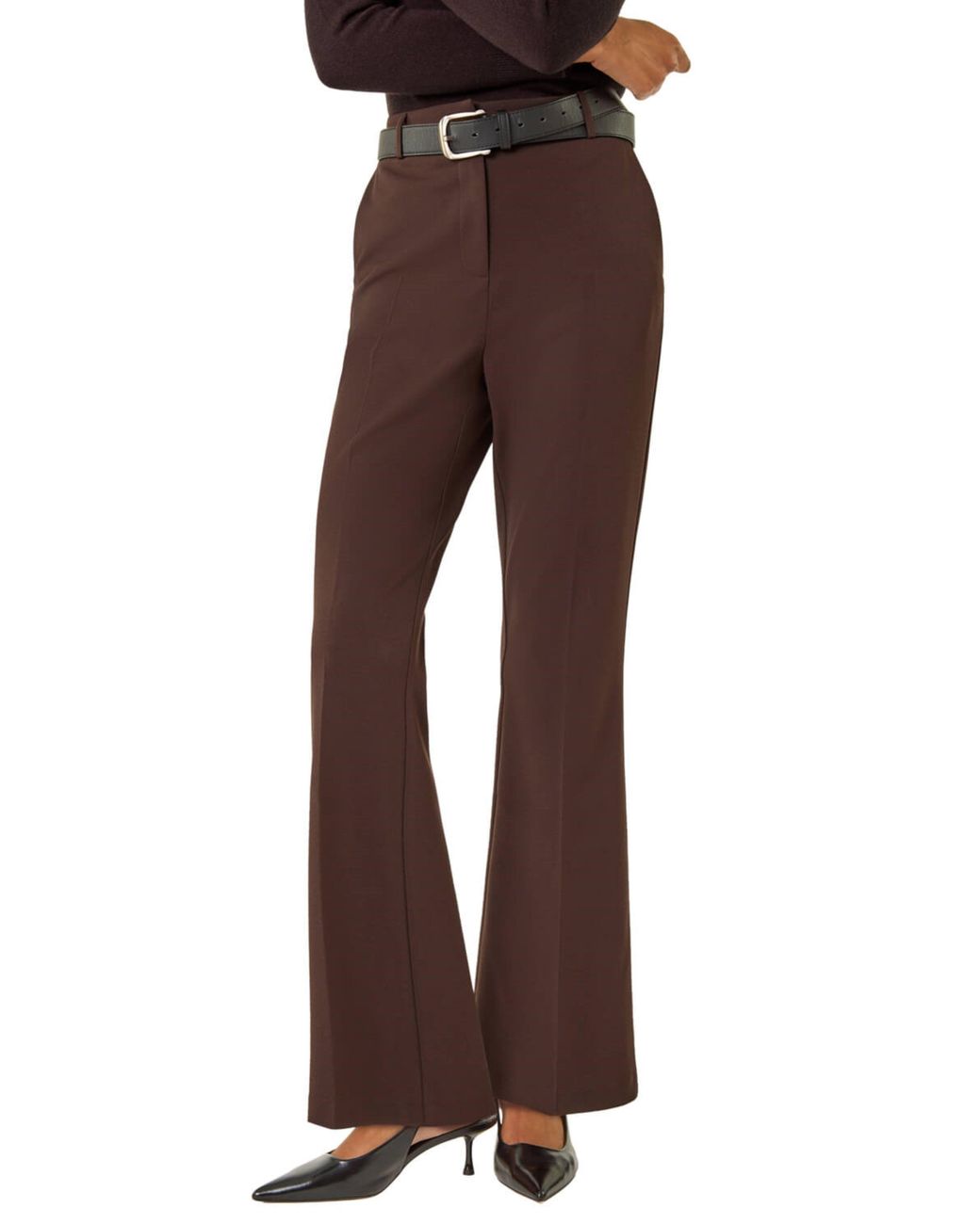 Roman Brown Bootcut Leg Stretch Trousers