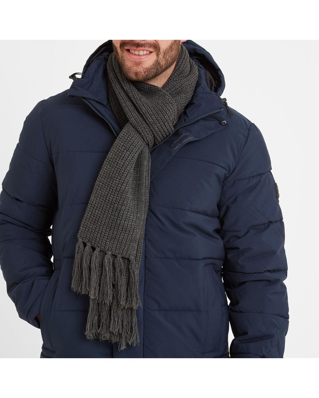 TOG24 Blue Hanlith Ribbed Scarf Dark Marl