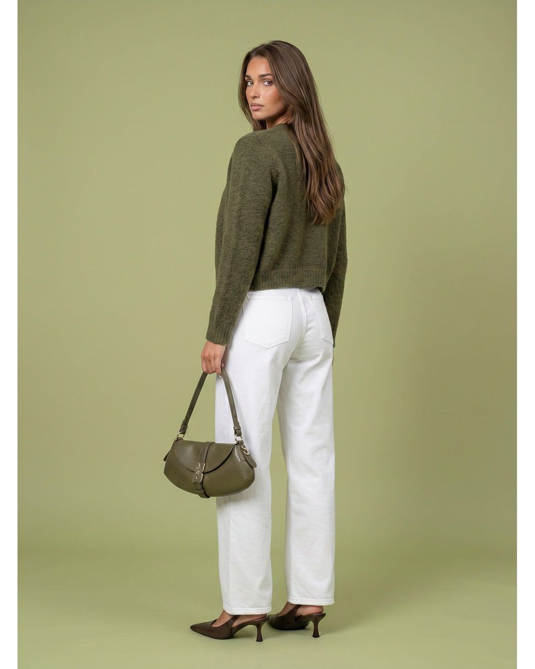 Urban Bliss Green Wool Blend Cropped Cardigan