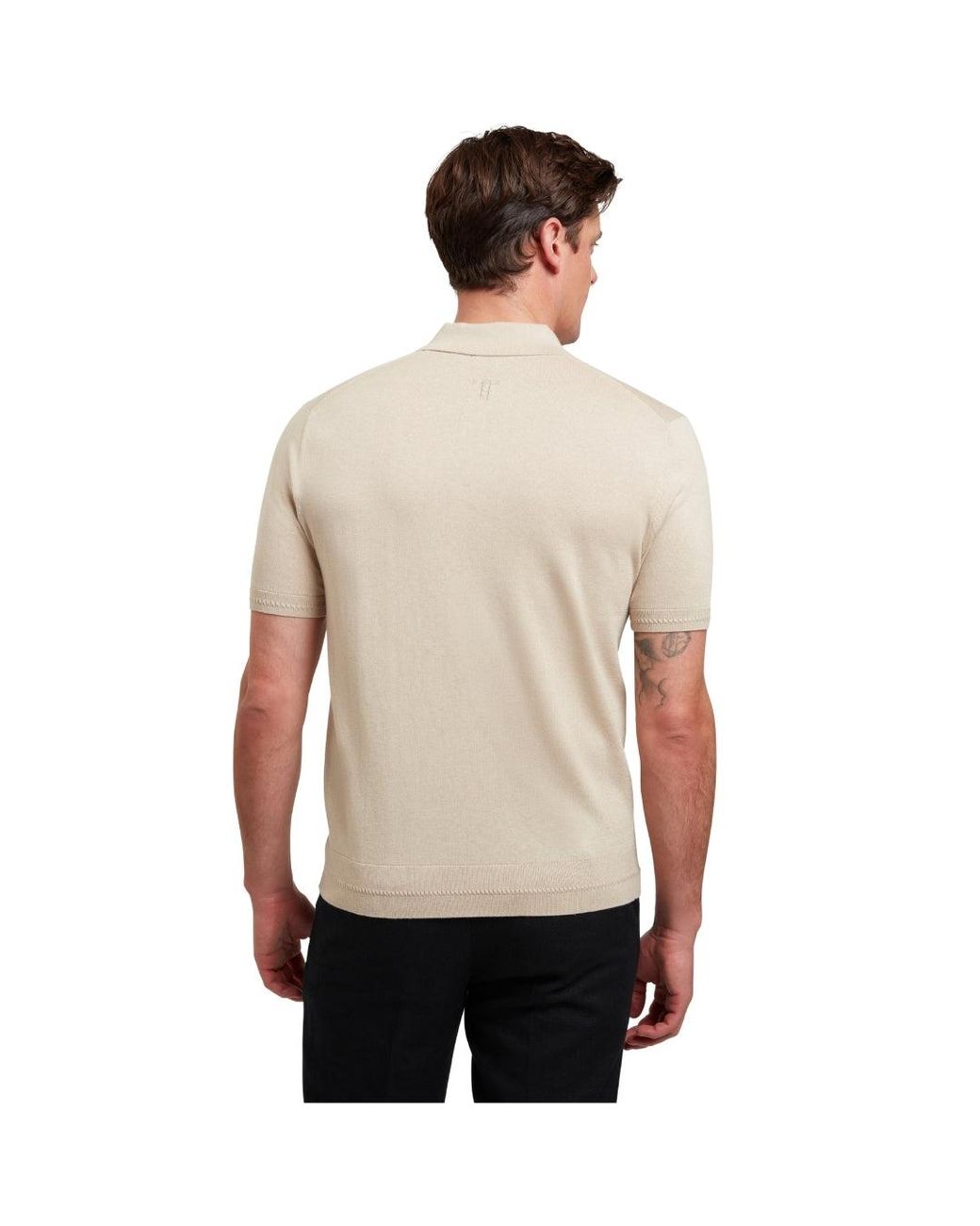 Ted Baker Natural Nickk Knitted Polo Shirt Silk for men