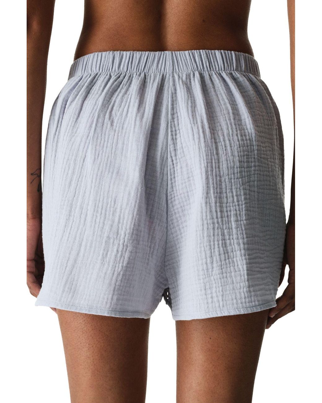 Penti Gray Cotton Mid-Waist Pull-On Shorts