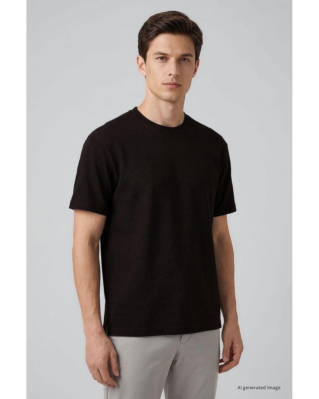 TOMMY LIFE Black Viscose-Blend T-Shirt for men