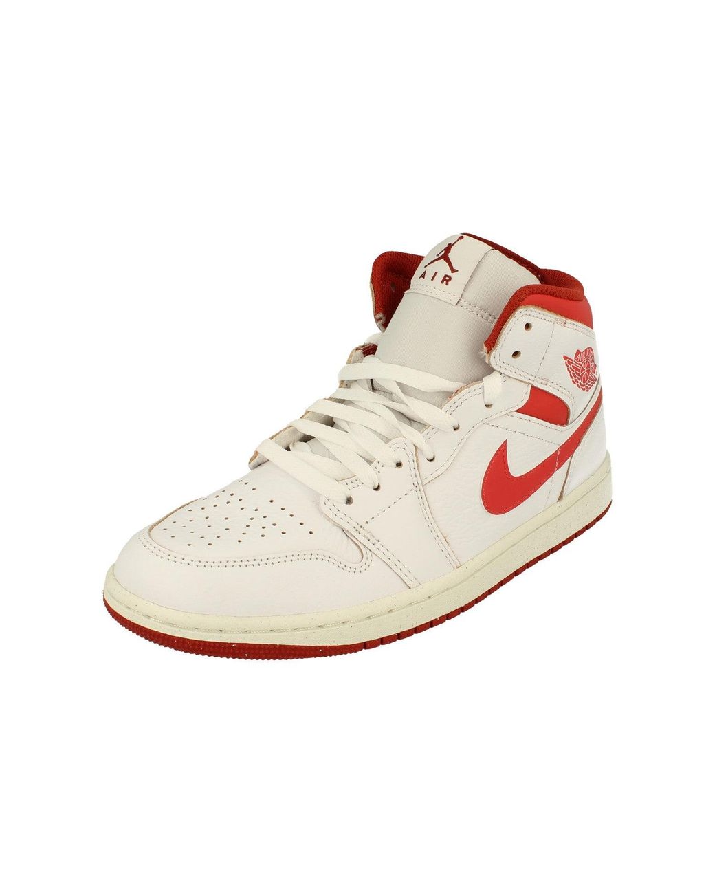 Nike White Jordan 1 Mid Leather Sneakers for men