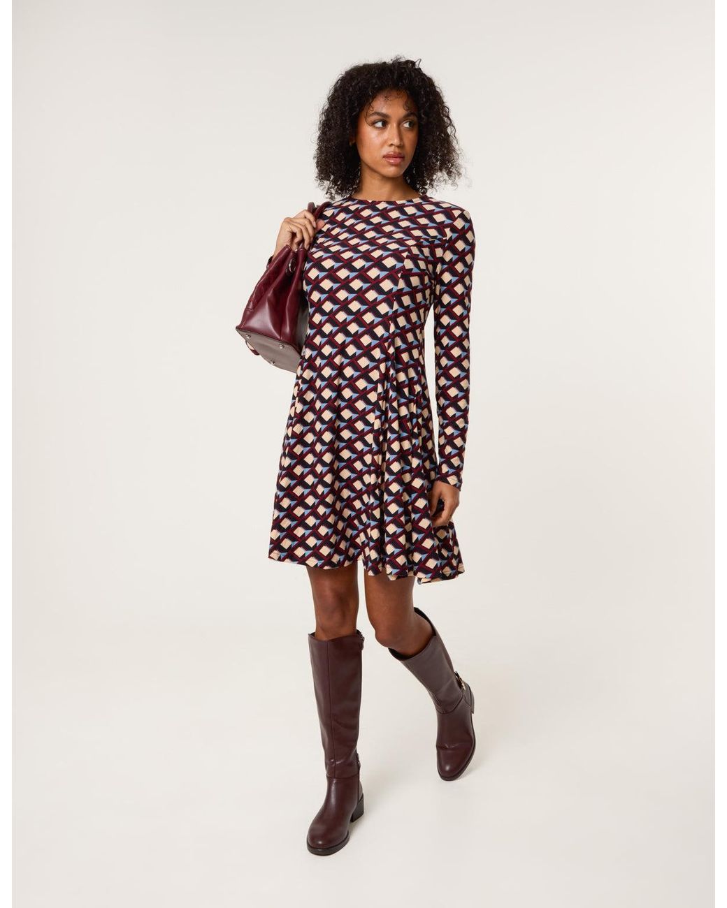 Blue Vanilla Multicolor Crew Neck Mini Dress