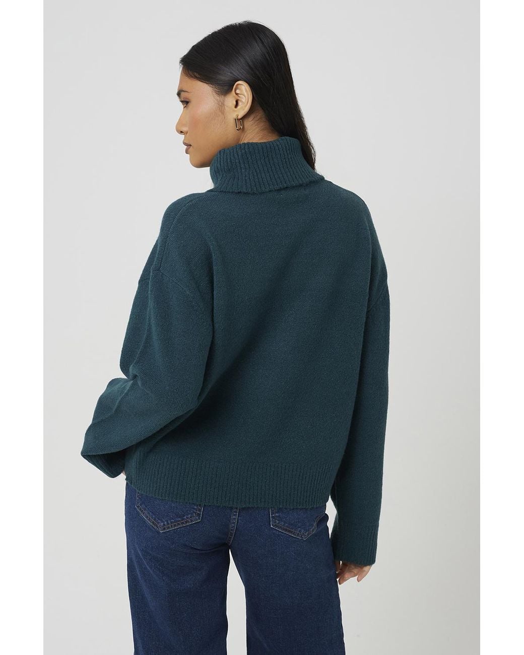 Brave Soul Blue Loose Fit Roll Neck Knitted Jumper