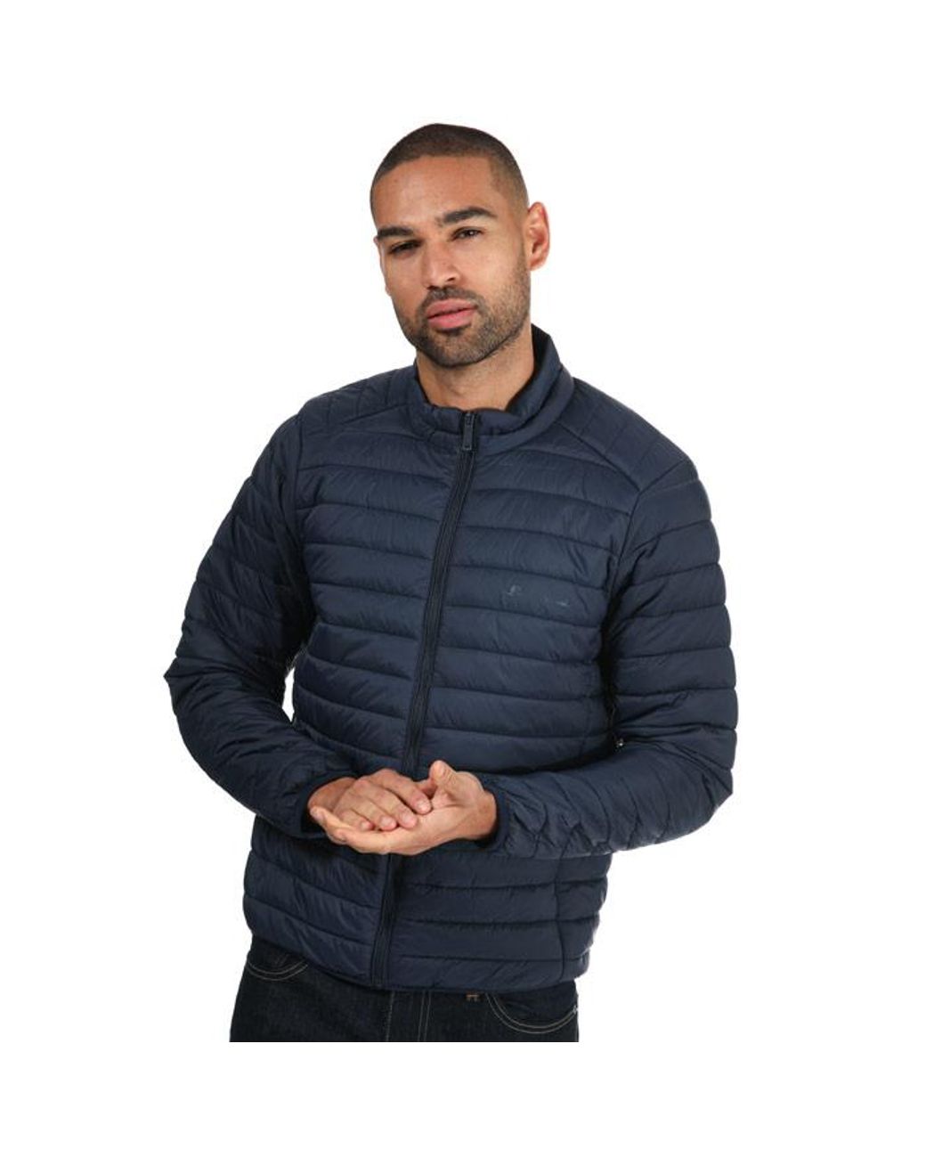 Ben Sherman Blue Lightweight Padded Funnel Neck Jacket for men