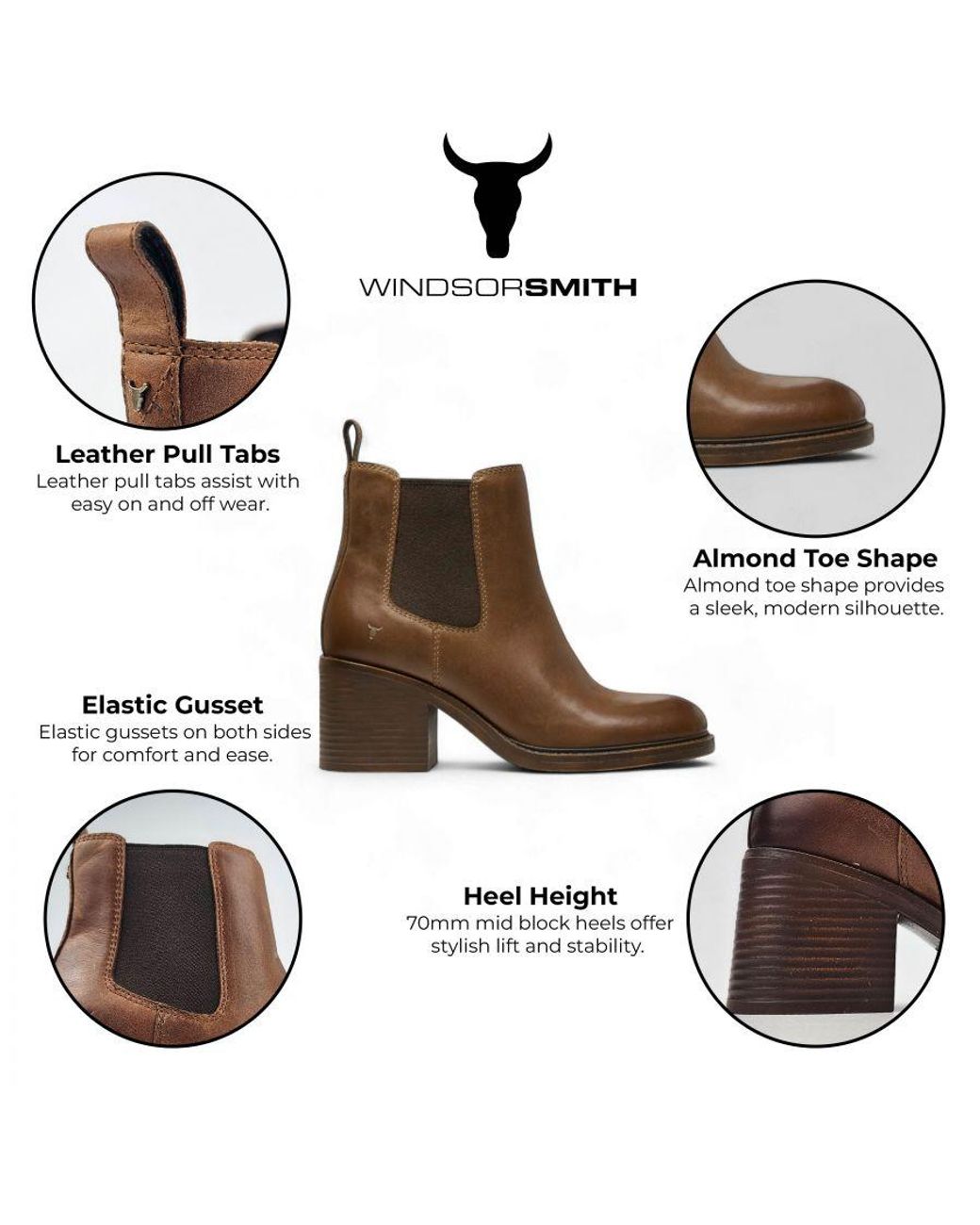 Windsor Smith Brown Classic Leather Platform Ankle Chelsea Boots