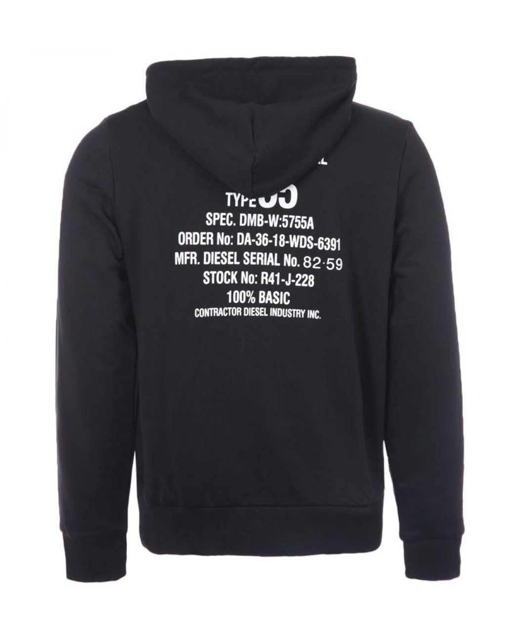 DIESEL Blue S-ginn K26 Serial Number Logo Hoodie for men