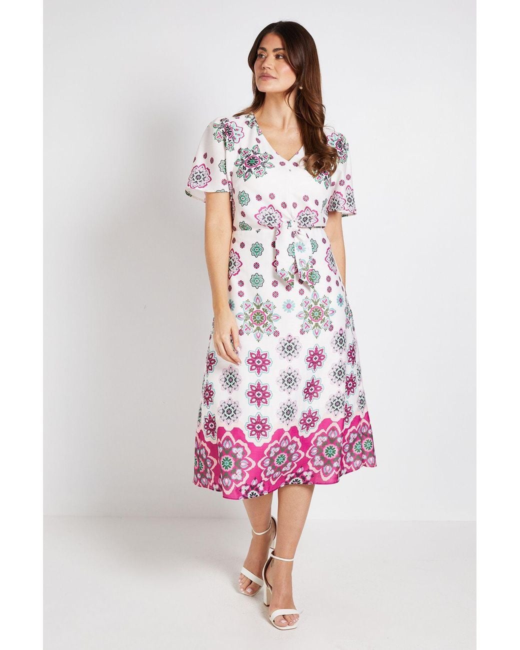 Wallis Red Paisley Tie Front Midi Dress