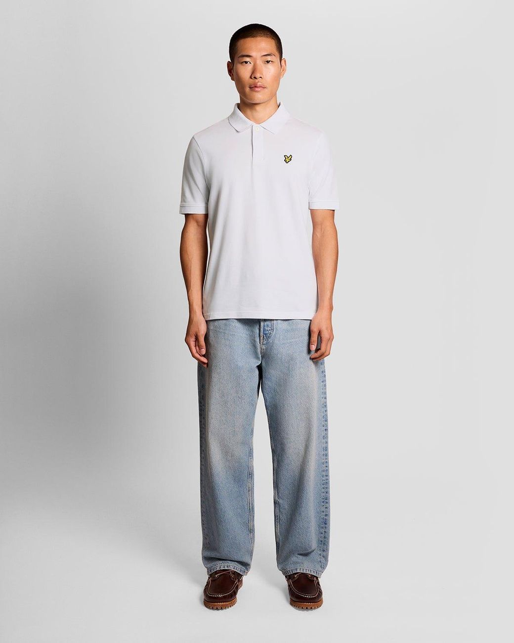 Lyle & Scott White Jacquard Tipped Polo Shirt for men