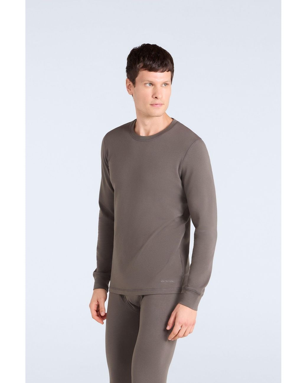 Mountain Warehouse Brown 'Blaze' Thermal Top Warm Cosy Long Sleeve Base Layer Tee Cotton for men