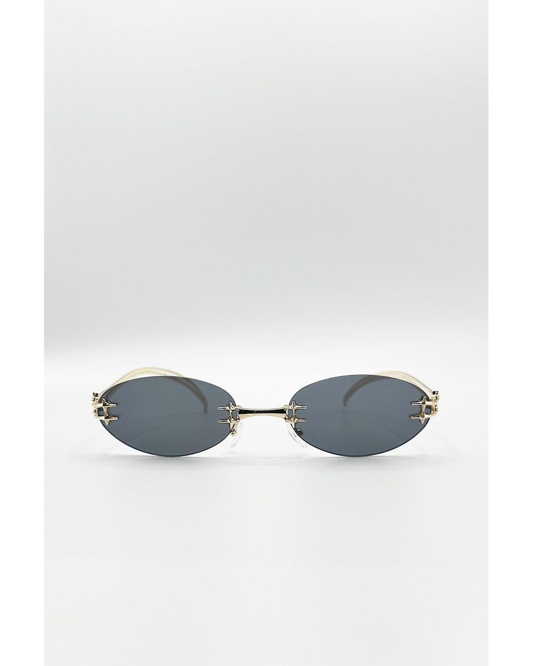 SVNX Natural Rimless Oval Sunglasses