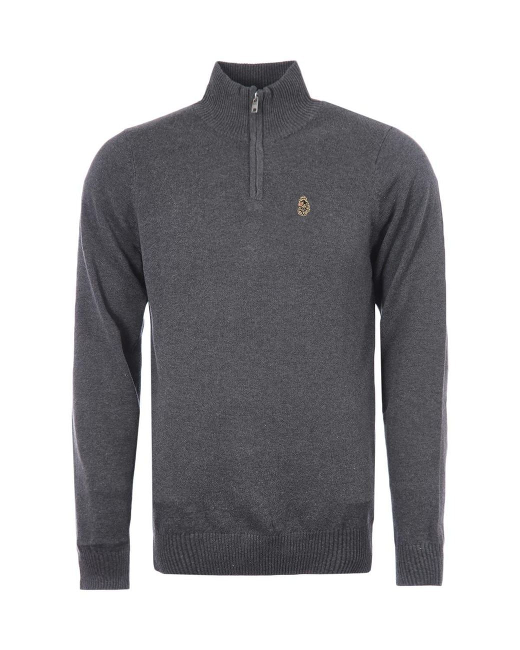 Luke 1977 Gray Pretender Half Zip Jumper for men