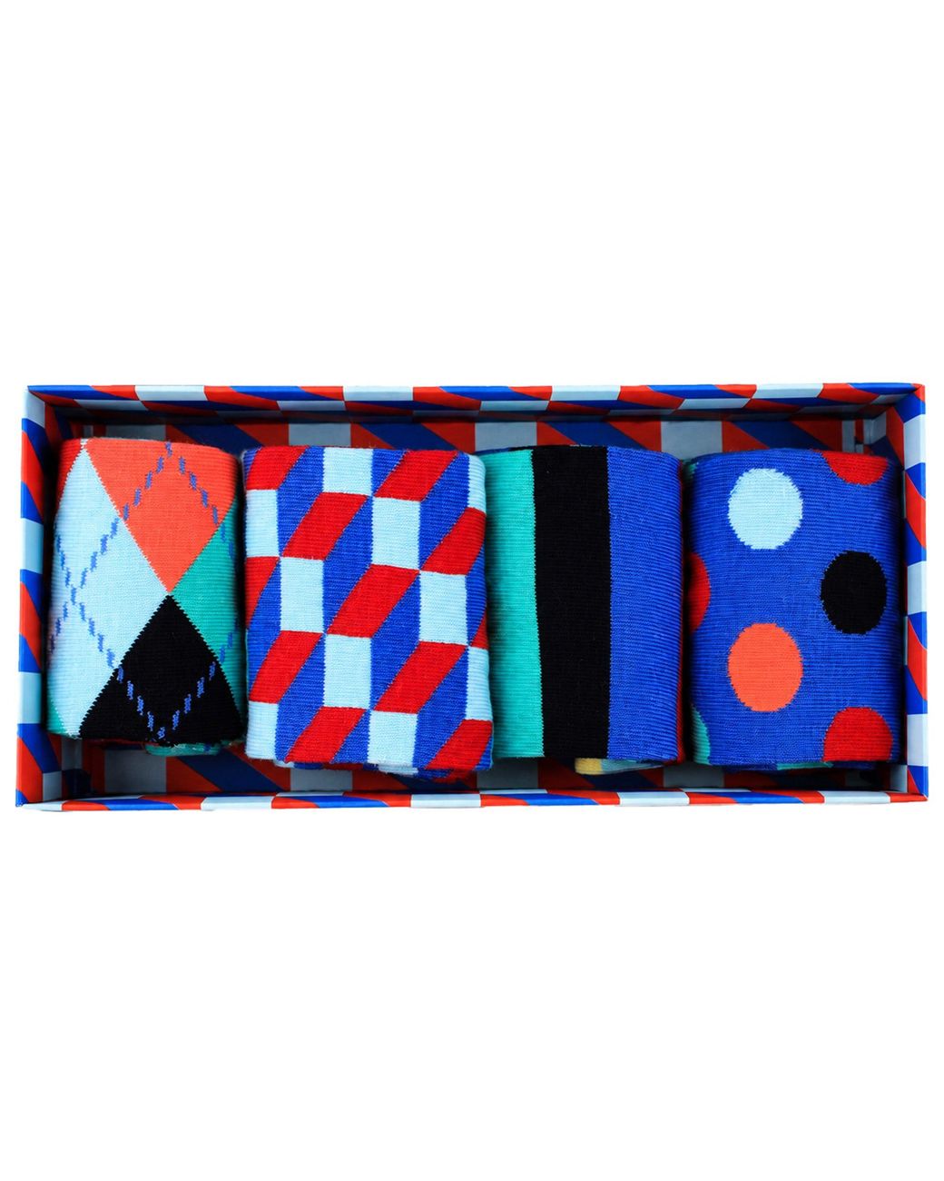 Happy Socks Blue 4-Pack Big Dot Gift Set Cotton for men