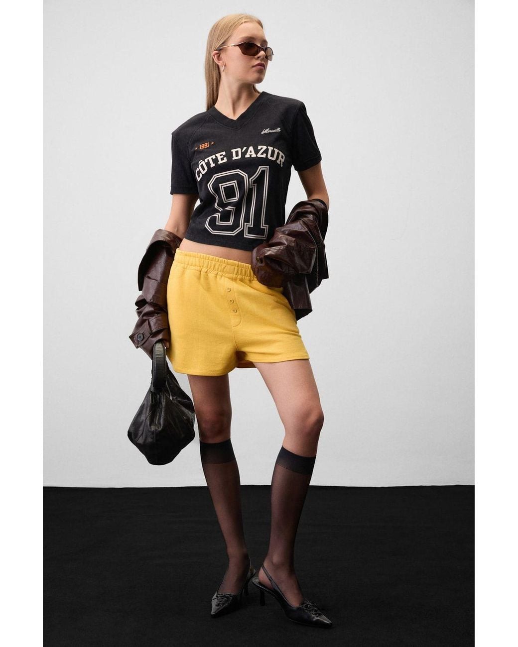 Grimelange Black Simple Straight Pull-On Shorts
