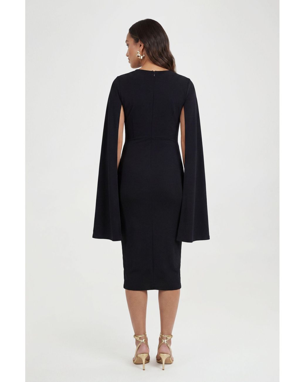 Boohoo Black Maternity Cape Sleeve Midi Bodycon Dress