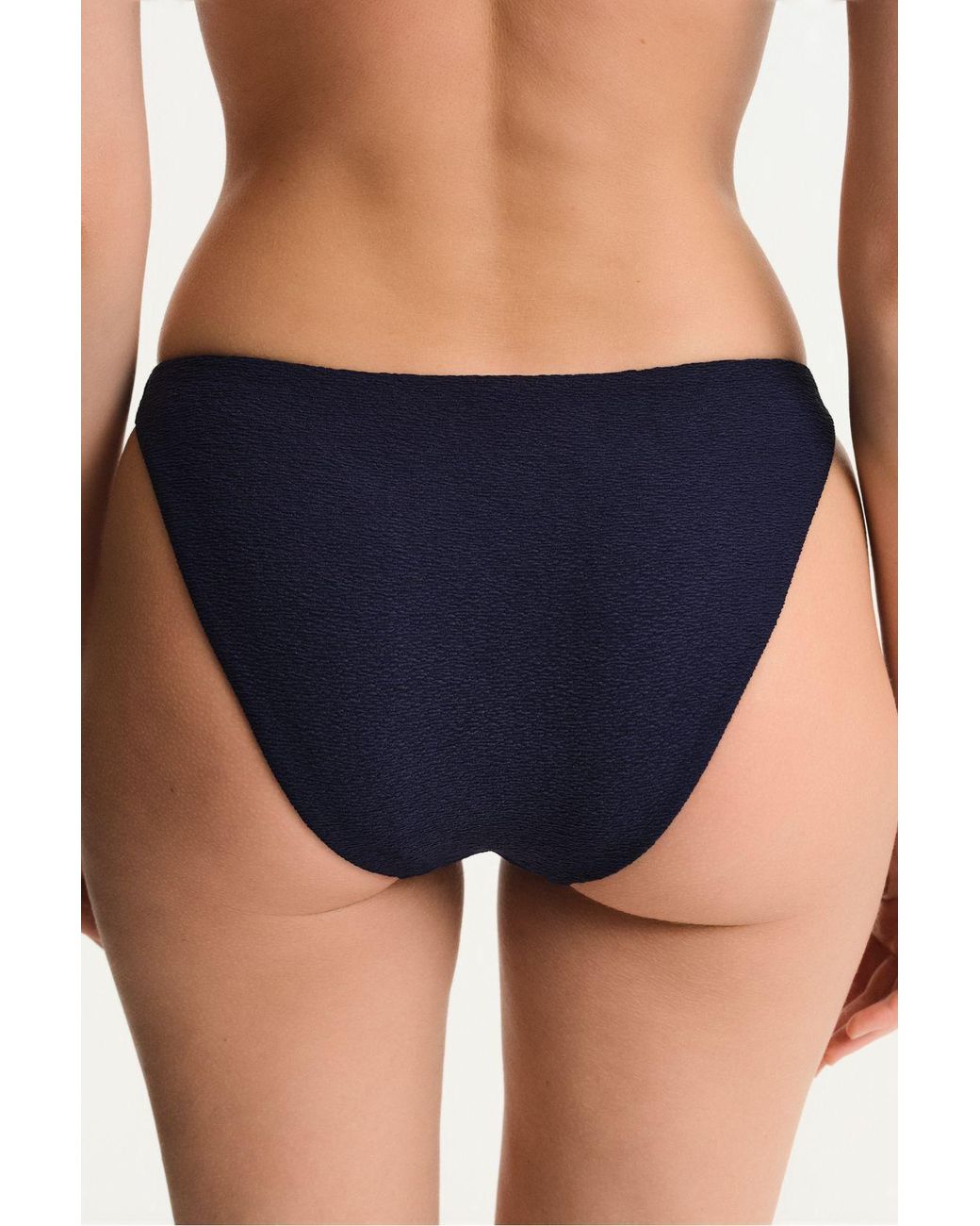 Penti Blue Hailey Minimal Textured Mid Waist Bikini Bottom