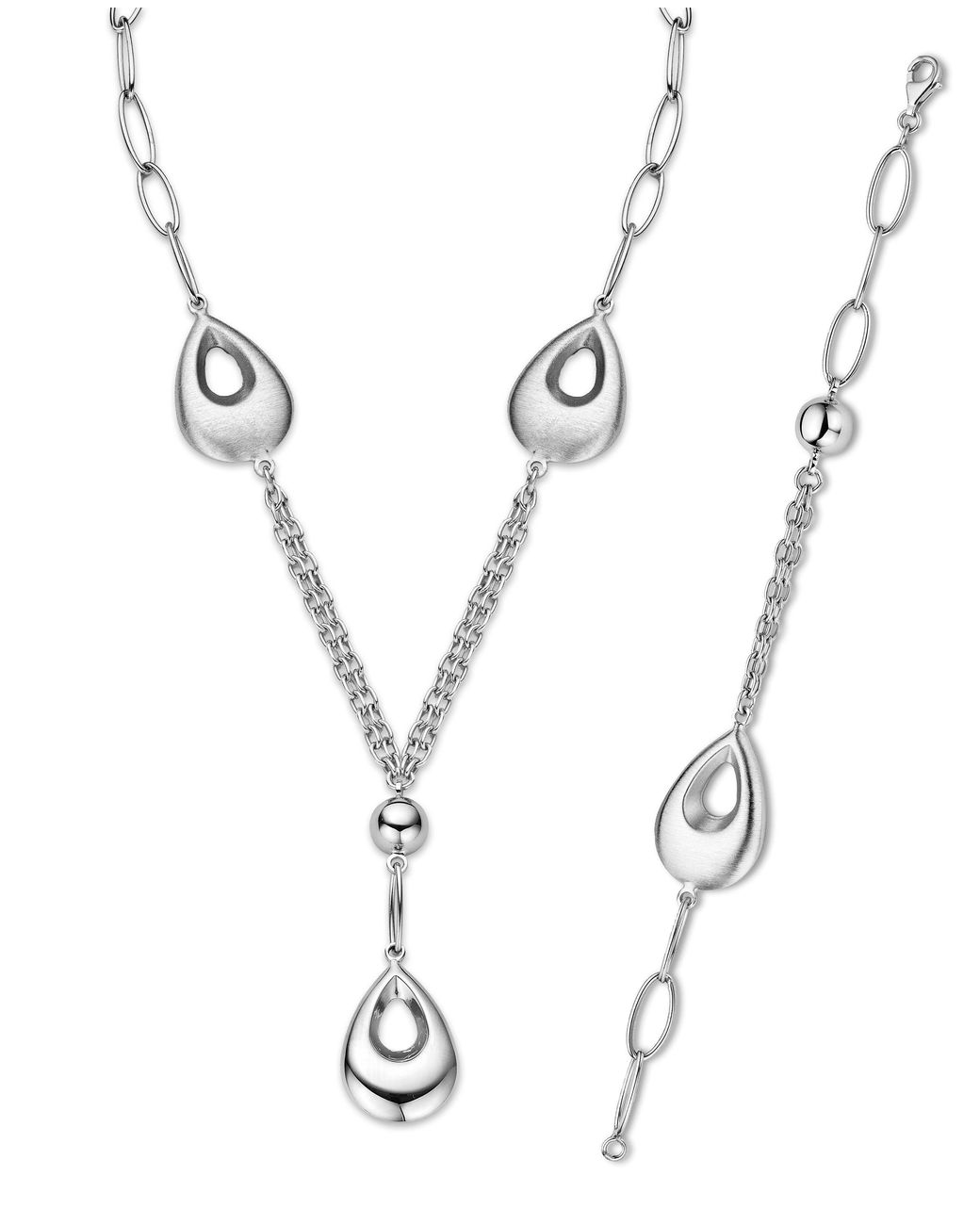 Orphelia White 925 Sterling Set: Chain + Bracelet