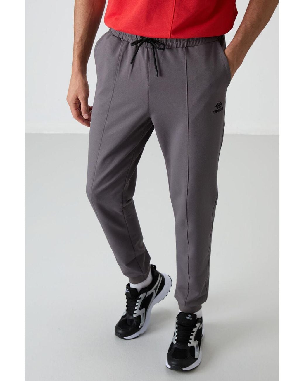 TOMMY LIFE Gray Fleece Jogger Sweatpants for men