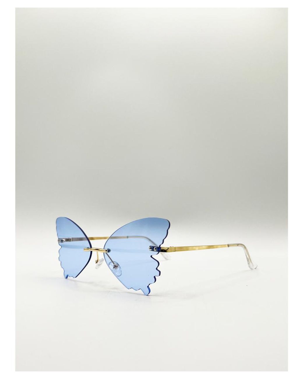 SVNX Blue Frameless Butterfly Sunglasses Metal