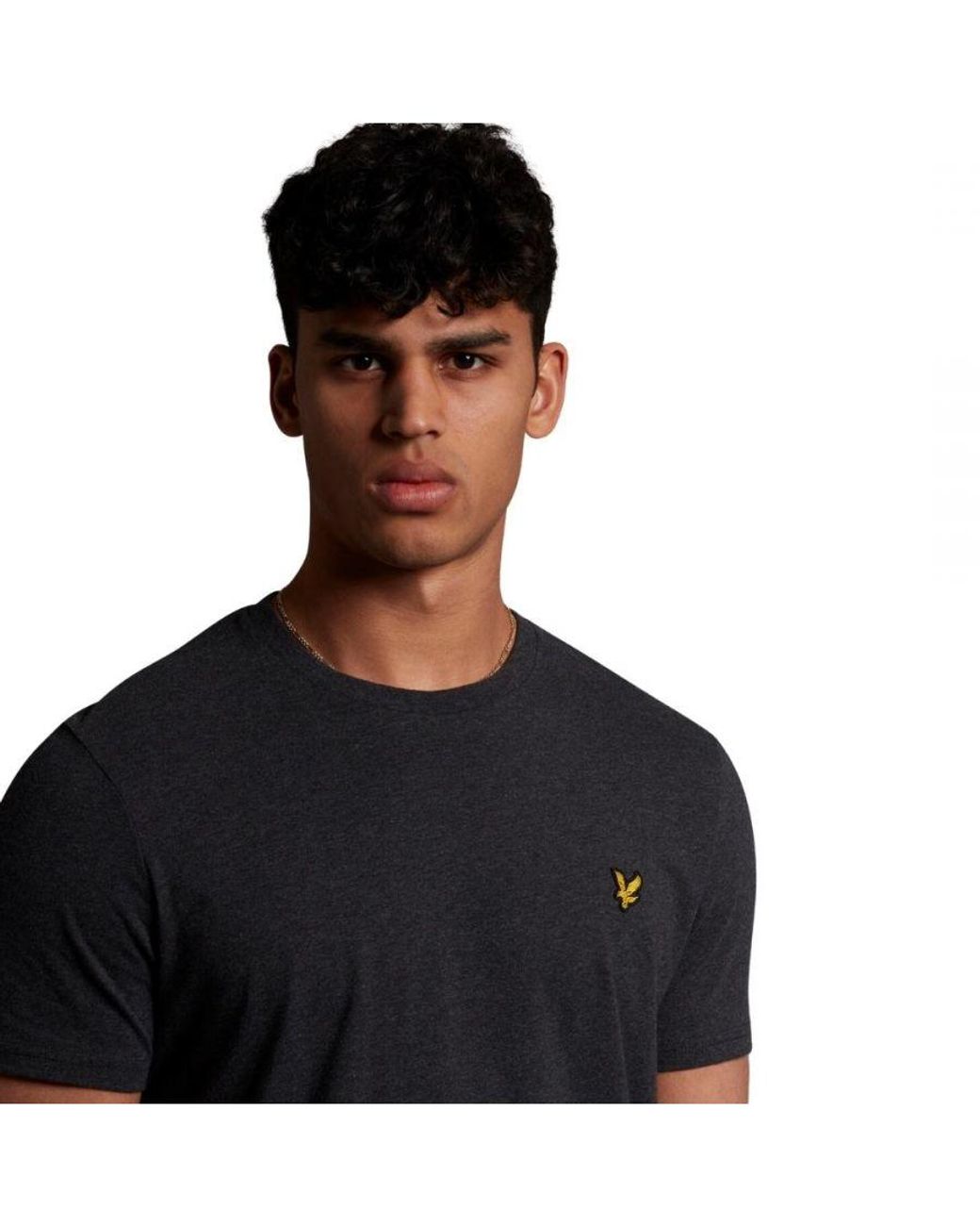Lyle & Scott Black Branded Chest Logo Marl T-Shirt for men