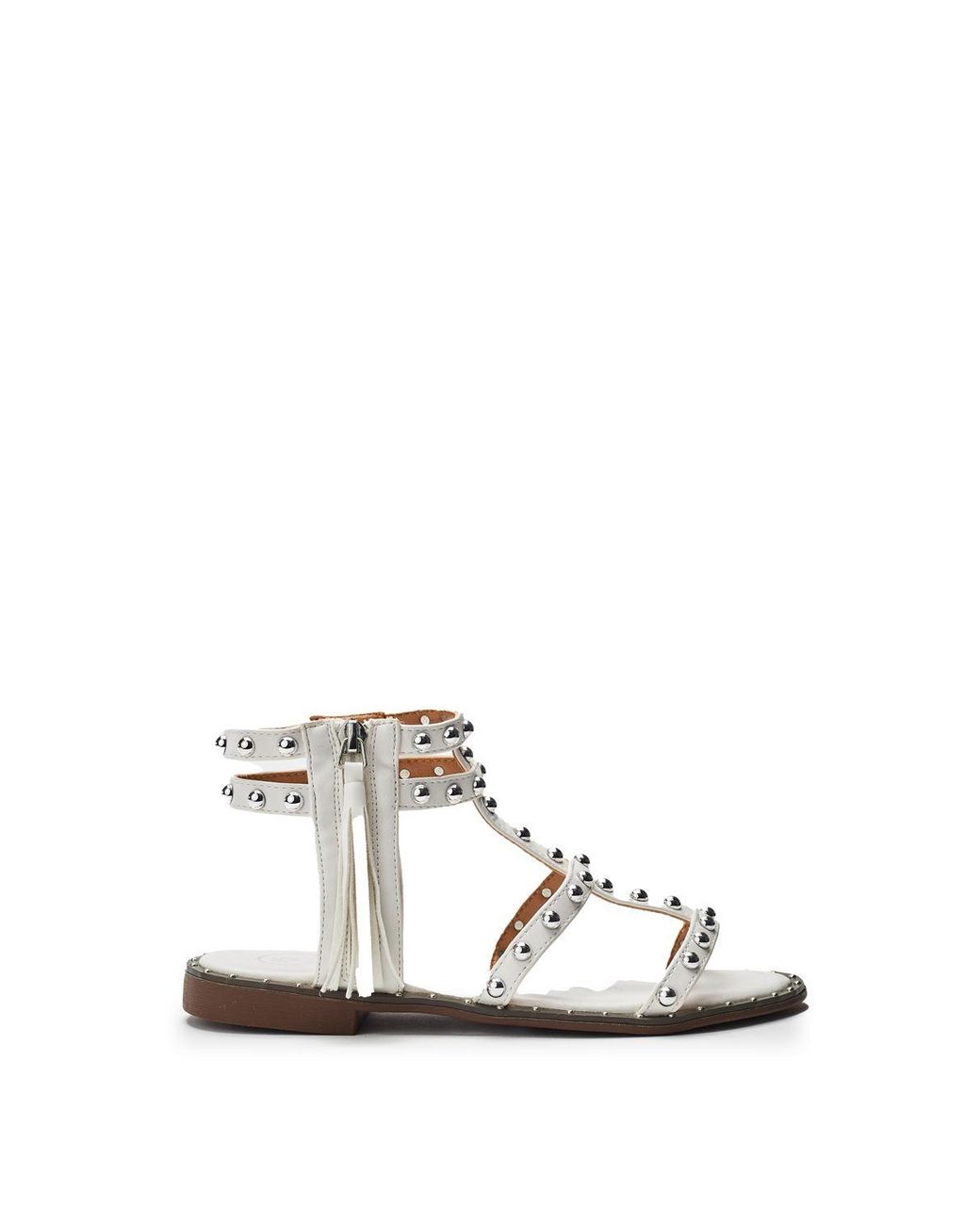 b.soleful White Saffire Sandals Faux Leather