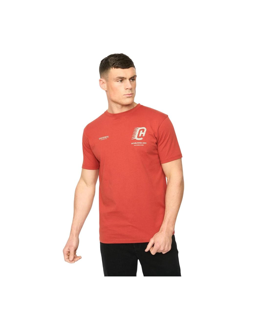 Crosshatch Red Morville Cotton T-Shirt for men