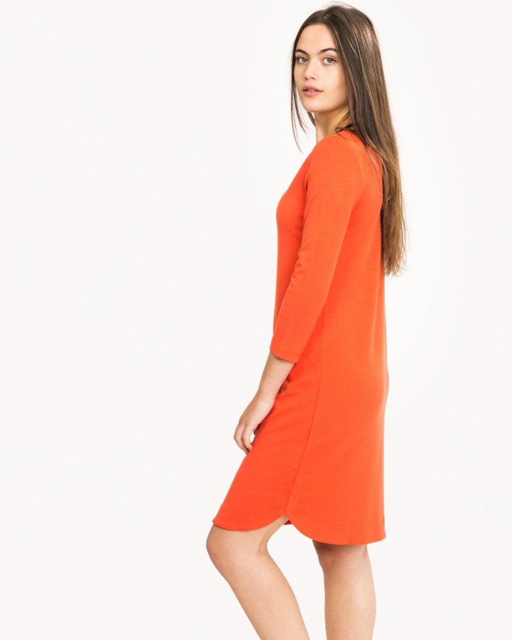 Great Plains FCUK Orange Joelle Jersey 3/4 Sleeve 3/4 Dress