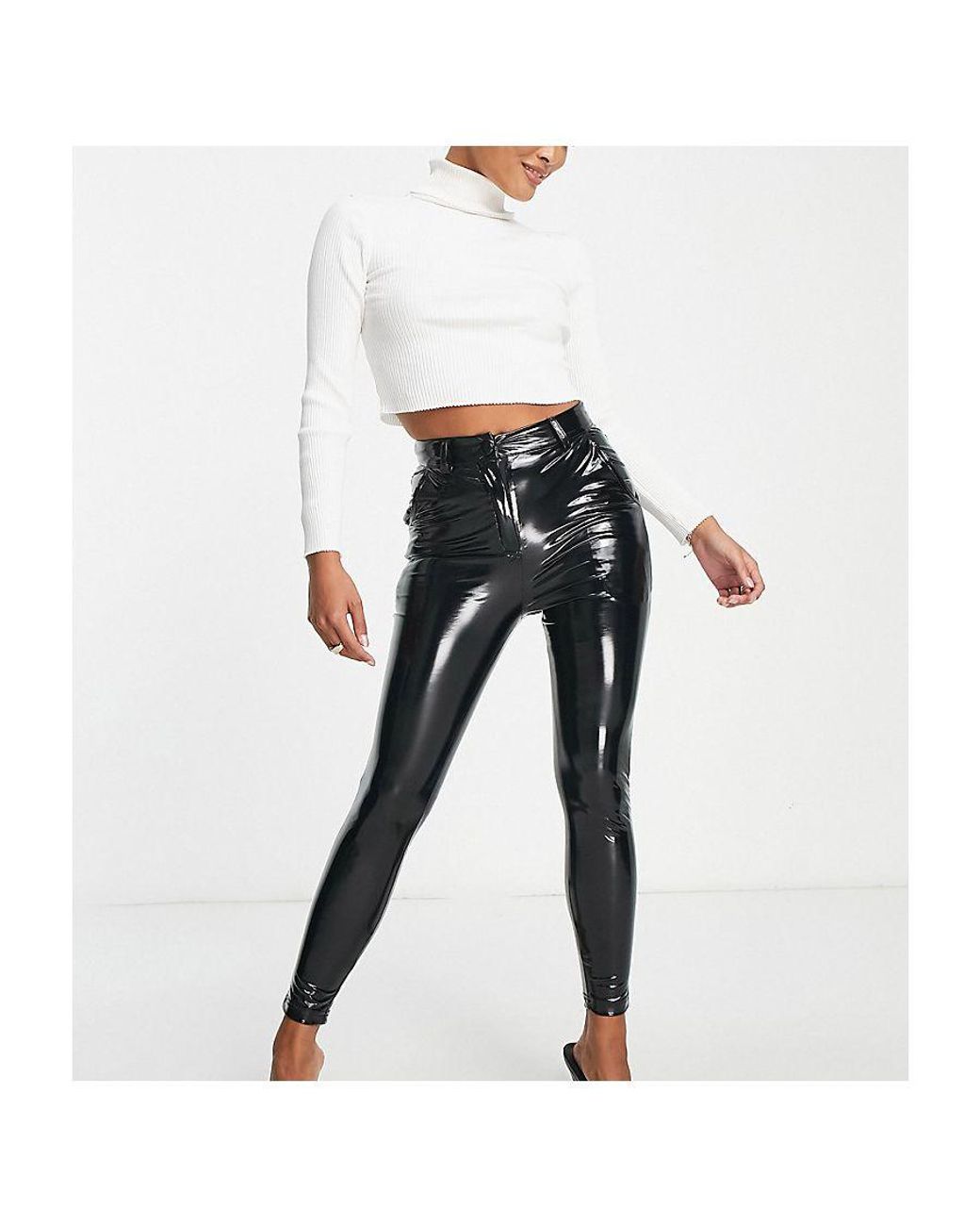 Miss Selfridge Petite Vinyl Skinny Trouser in White Lyst UK